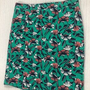 J. Crew Floral Print Skirt, Green‎ Coral White, Women's Career Casual